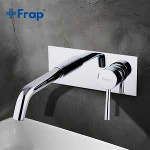 FRAP New products Bathroom Wall Mounted Basin Faucet Square Chrome Brass Mixer Sink Tap Single Handle Bathtub Faucets Y10051