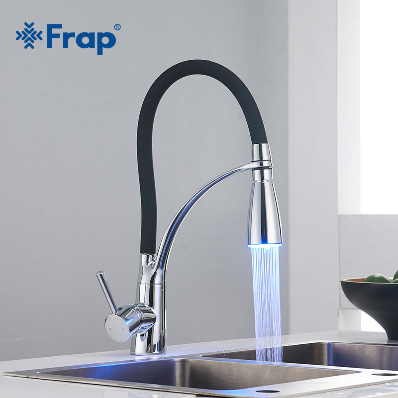 Frap LED Rubber Design Mixer Pull Down Kitchen Faucet