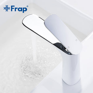 Frap White Brass Single Handle Bathroom Faucet