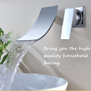 Waterfall Wall Mounted Mixer Chrome Bathroom Sink Faucet