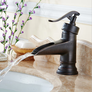Oil Rubbed Bronze Waterfall Vanity Bathroom Faucet
